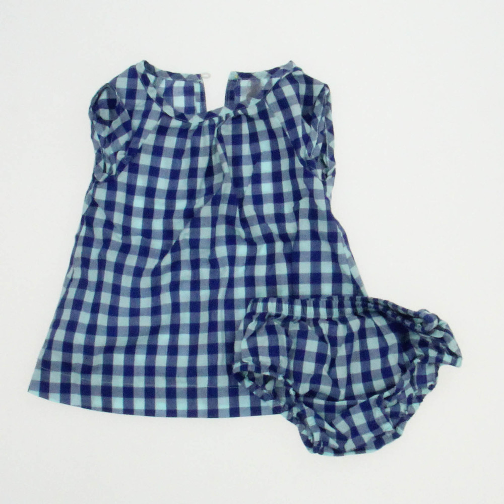 Primary.com Girls Blue | Check Dress size: 0-3 Months